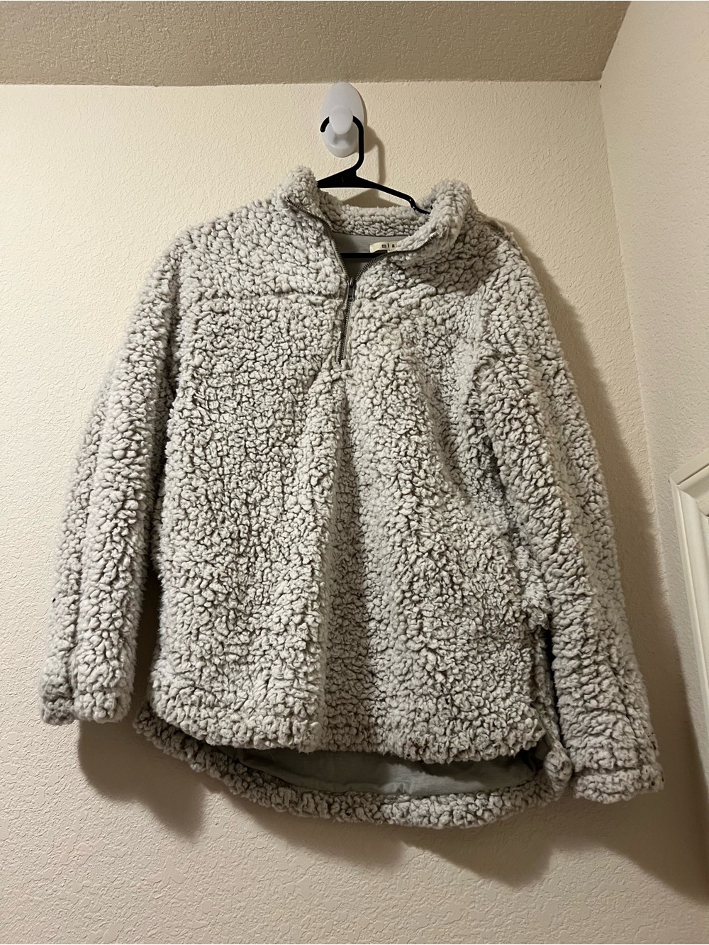 miami Plush Sherpa Half-Zip Pullover - Light Gray